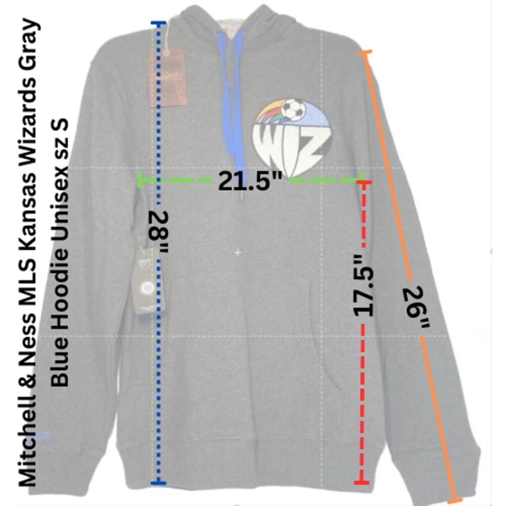 Mitchell & Ness Kansas City Wizards MLS Hoodie Gray Blue Small FPHD1225-KCWYYPPB - Picture 2 of 9